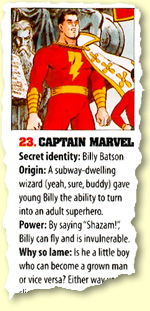 Captain Marvel makes Maxim's 25 Lamest heroes list