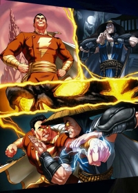 Captain Marvel vs Raiden from the Mortal Kombat Vs DC Universe comic book included in the Kollectors Edition